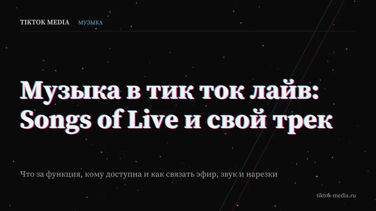 Обложка статьи про музыку в тик ток лайв и функцию Songs of Live для эфиров