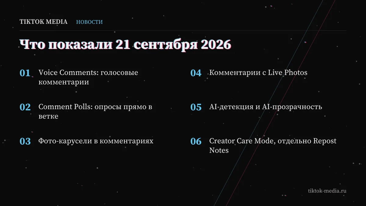 Список функций из обновления тик ток сентябрь 2026: что нового для авторов